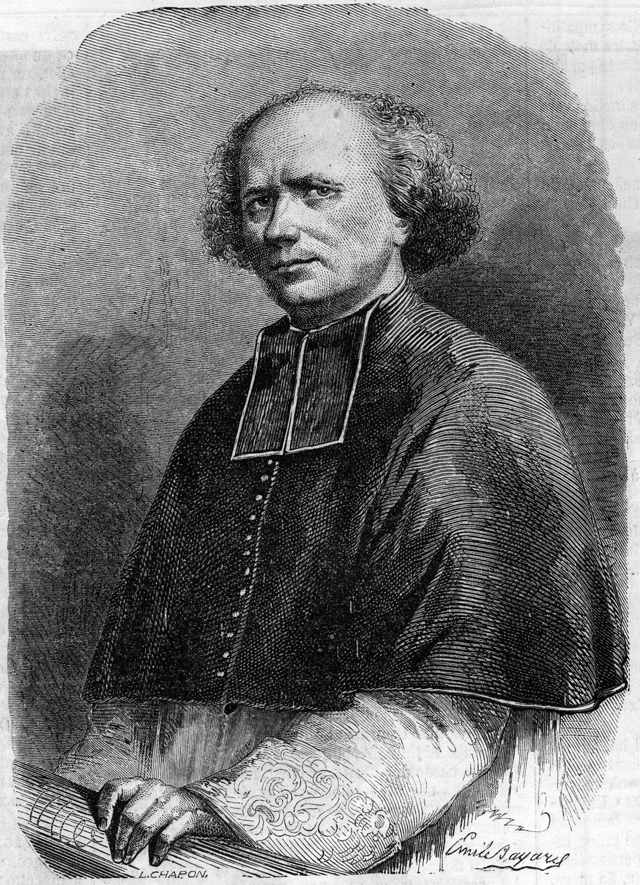 Gaspard Deguerry abbé (1797-1871), a párizsi Madeleine plébánia portréja. Metszet a „” Le Monde Illustré ”” 207. számában, március 30 alkotó: French School