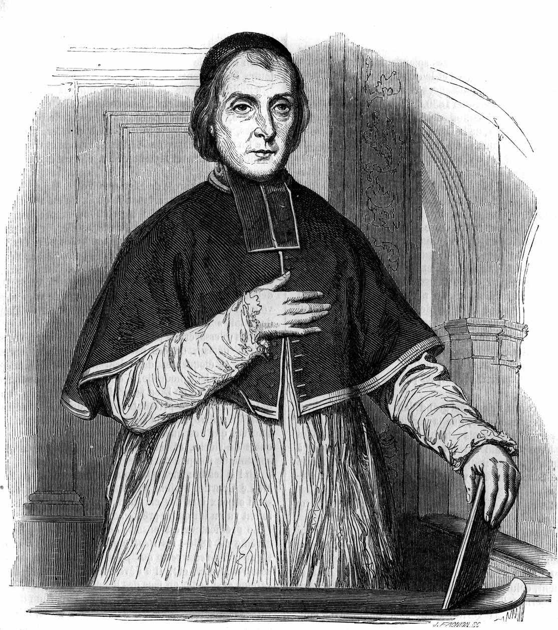 Le Brotier abbé, párizsi főpap kanonok és III. Napóleon rendes prédikátorának portréja. Metszet 1854-ből. alkotó: French School