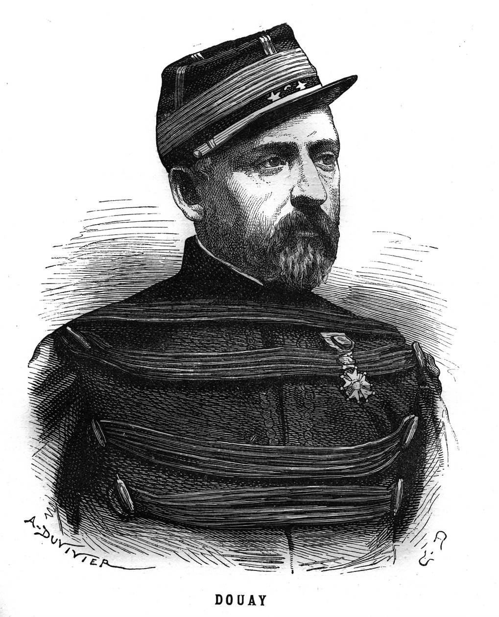 Abel Douay (1809-1870) francia tábornok portréja. Metszet a „Les Illustrations De L