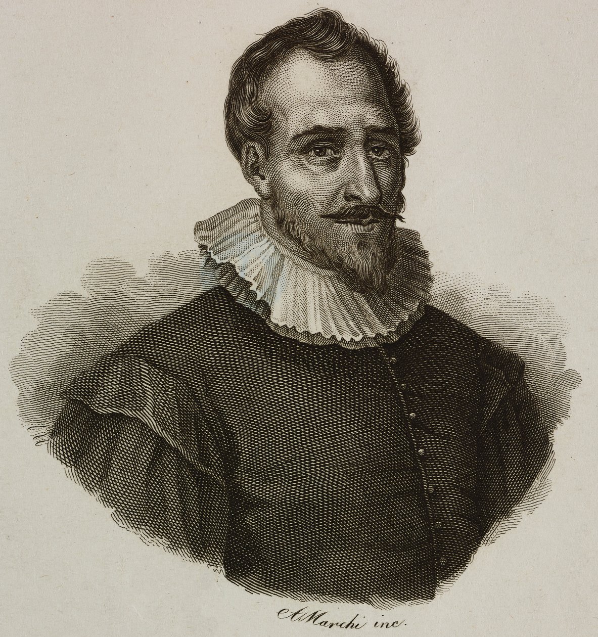 Adam de Craponne (1526-1576) francia mérnök portréja, Marchi metszete alkotó: French School