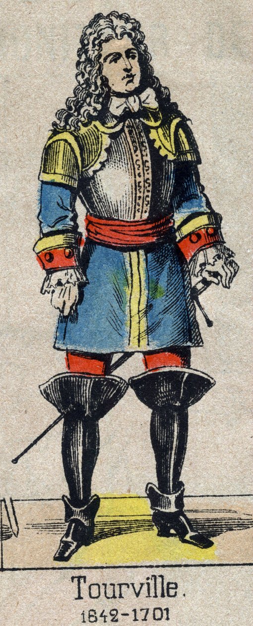 Costentin (Cotentin) Anne Hilarion admirális portréja, Tourville grófja (1642-1701). Epinal képe a 19. század végéről. alkotó: French School