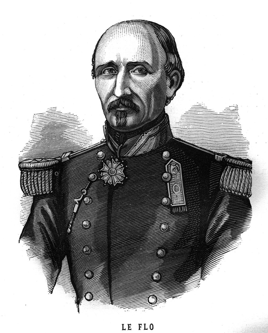 Adolphe Le Flo (1804-1887), a francia Armee tábornokának és politikusának portréja. Metszet a „Les Illustrations De L
