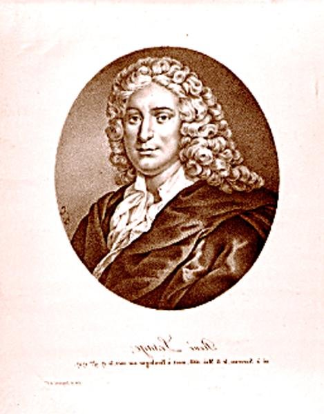 Alain Rene Lesage (1668-1747) portréja (litográfia) (fekete-fehér fotó) alkotó: French School