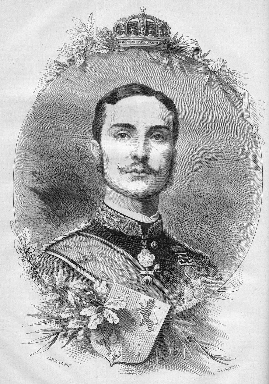 XII. Alfonso (Alfonso) (1857-1885), spanyol király portréja. Metszet az 1878. január 19-i „” Le Monde Illustré”” 1085. sz. alkotó: French School