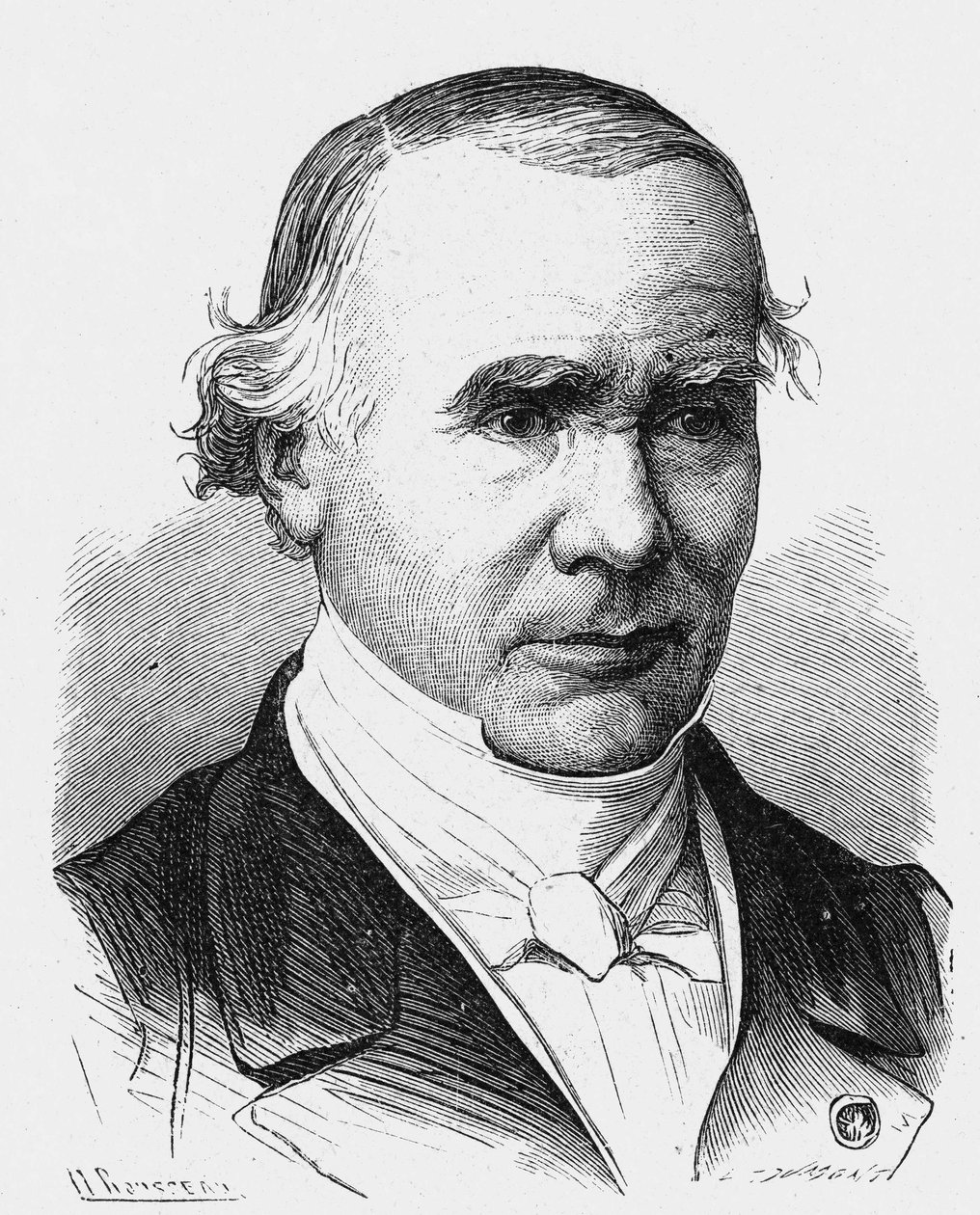 Alfred Louis Maris Velpeau (1795 - 1867), francia sebész portréja (a kötést viseli a neve) - az „Album de la Science; jeles tudósok; Nagy felfedezések””” 1896. alkotó: French School