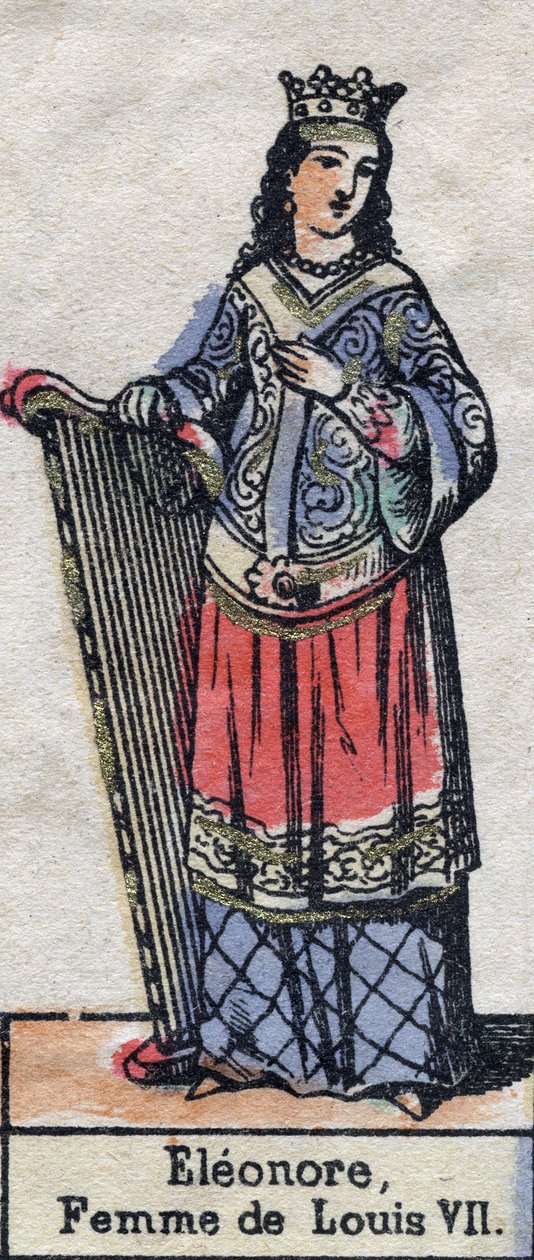 Aquitániai Alienor (Eleonore de Guyenne) (kb. 1123-1204), VII. Lajos francia feleség portréja. (Capetian-dinasztia). 19. század végi illusztráció. alkotó: French School