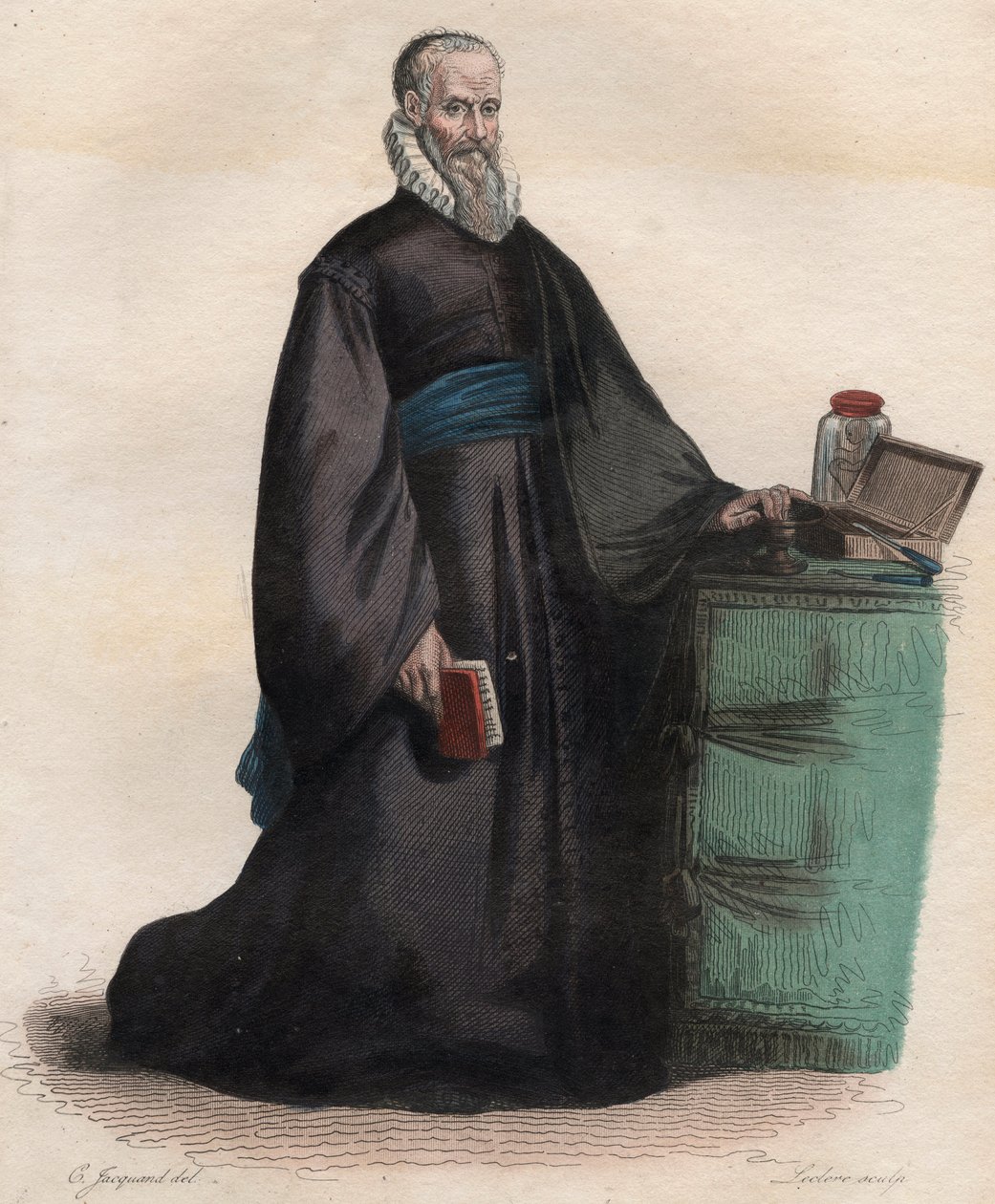 Ambroise Pare (1509-1590) francia sebész portréja. Illusztráció Edmond Mennechet „A francia Plutarkhosz” című könyvéből alkotó: French School