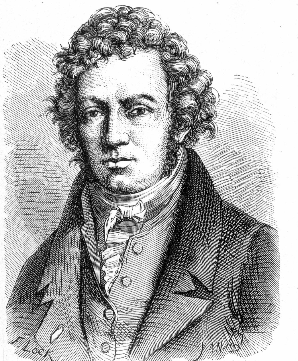 André Marie Ampère (1775 - 1836), francia fizikus portréja – az Album de la Science című kiadványban; jeles tudósok; Nagy felfedezések””” 1896. alkotó: French School