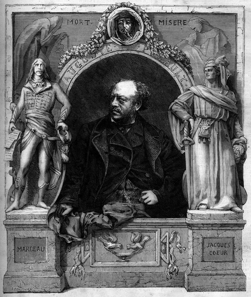 Antoine Augustin Preault (1809-1879) francia szobrász portréja. Metszet a január 25-i „” The Illustrated World”” 1139. sz alkotó: French School
