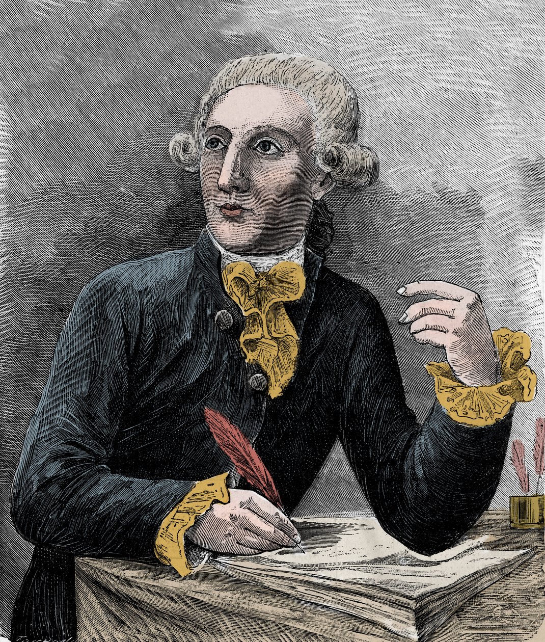 Antoine Laurent de Lavoisier (1743-1794), francia kémikus portréja - Antoine Laurent de Lavoisier (1743-1794), francia kémikus portréja - Alexis Clerc „Sciences à la gratete de tous - physics et chimie populaires” című metszet – End 19. század - P alkotó: French School