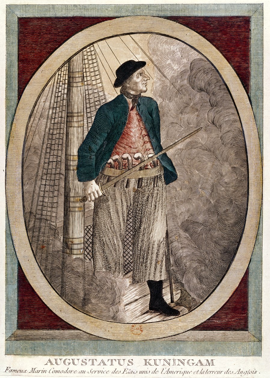 Augustus Kuningan, a függetlenségi háború alatt tevékenykedő amerikai kalóz portréja, 1780 körül alkotó: French School