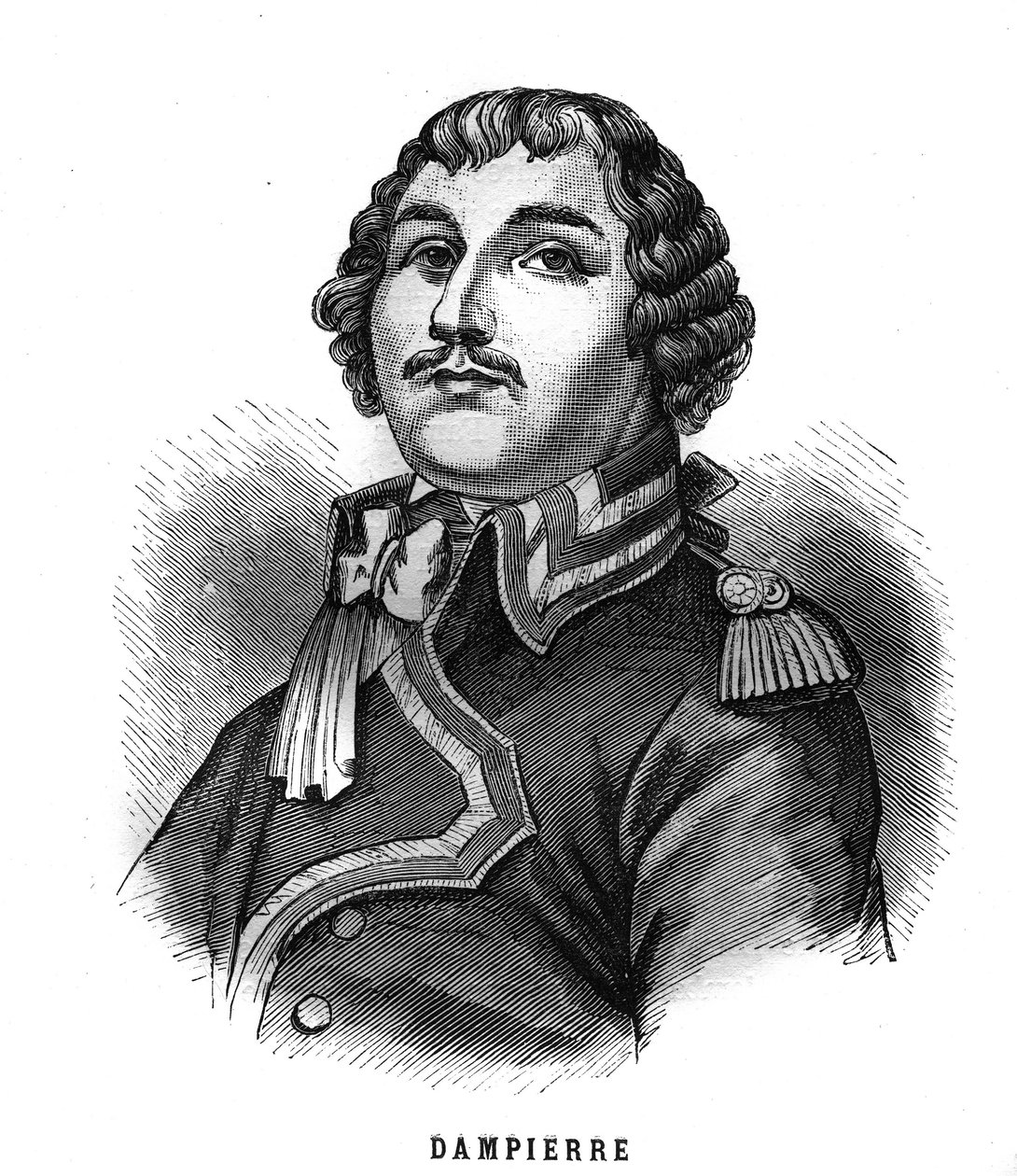 Auguste Picot de Dampierre (1756-1793), a francia forradalom tábornokának portréja. Metszet a „Les Illustrations De L