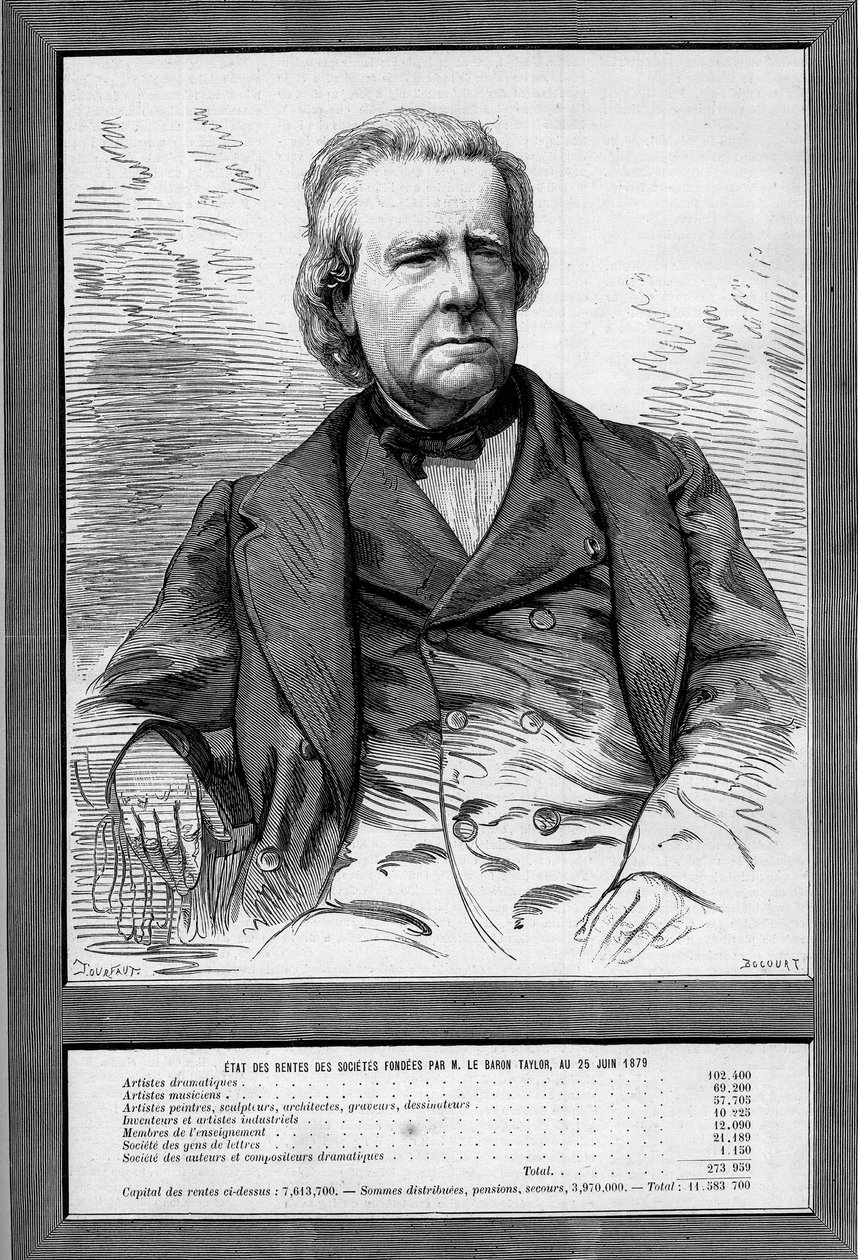 Taylor báró (Isidore Justin Severin Taylor) (1789-1879), francia drámaíró és emberbarát portréja. Metszet a „” Le Monde Illustré”” 1172. számában, 1879. szeptember 13. alkotó: French School