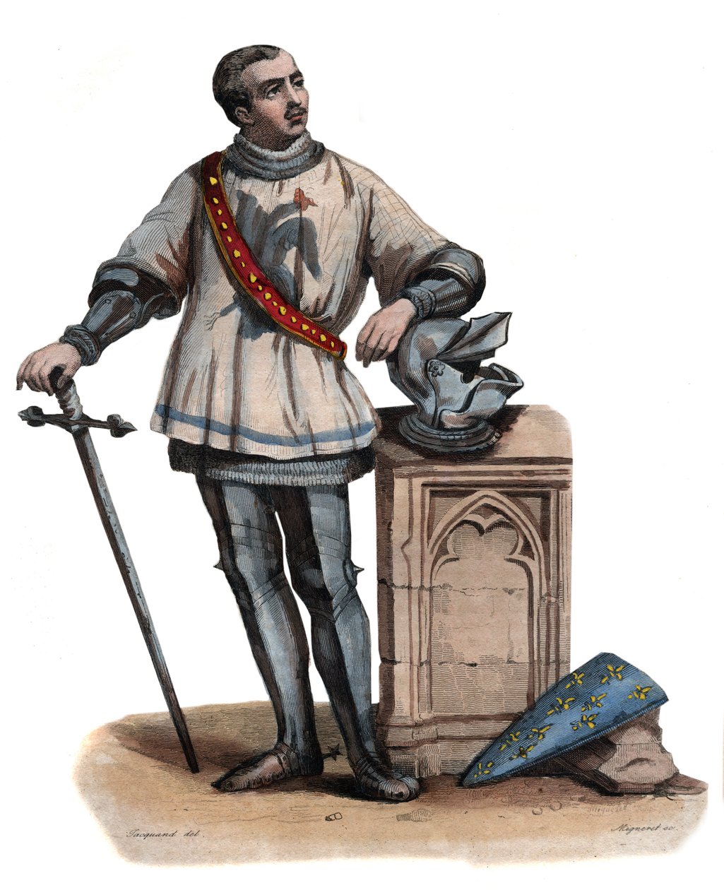 Bertrand Duguesclin (Du Guesclin) (1320-1380), breton lovag és francia katonai parancsnok portréja. Illusztráció Edmond Mennechet „A francia Plutarkhosz” című könyvéből alkotó: French School