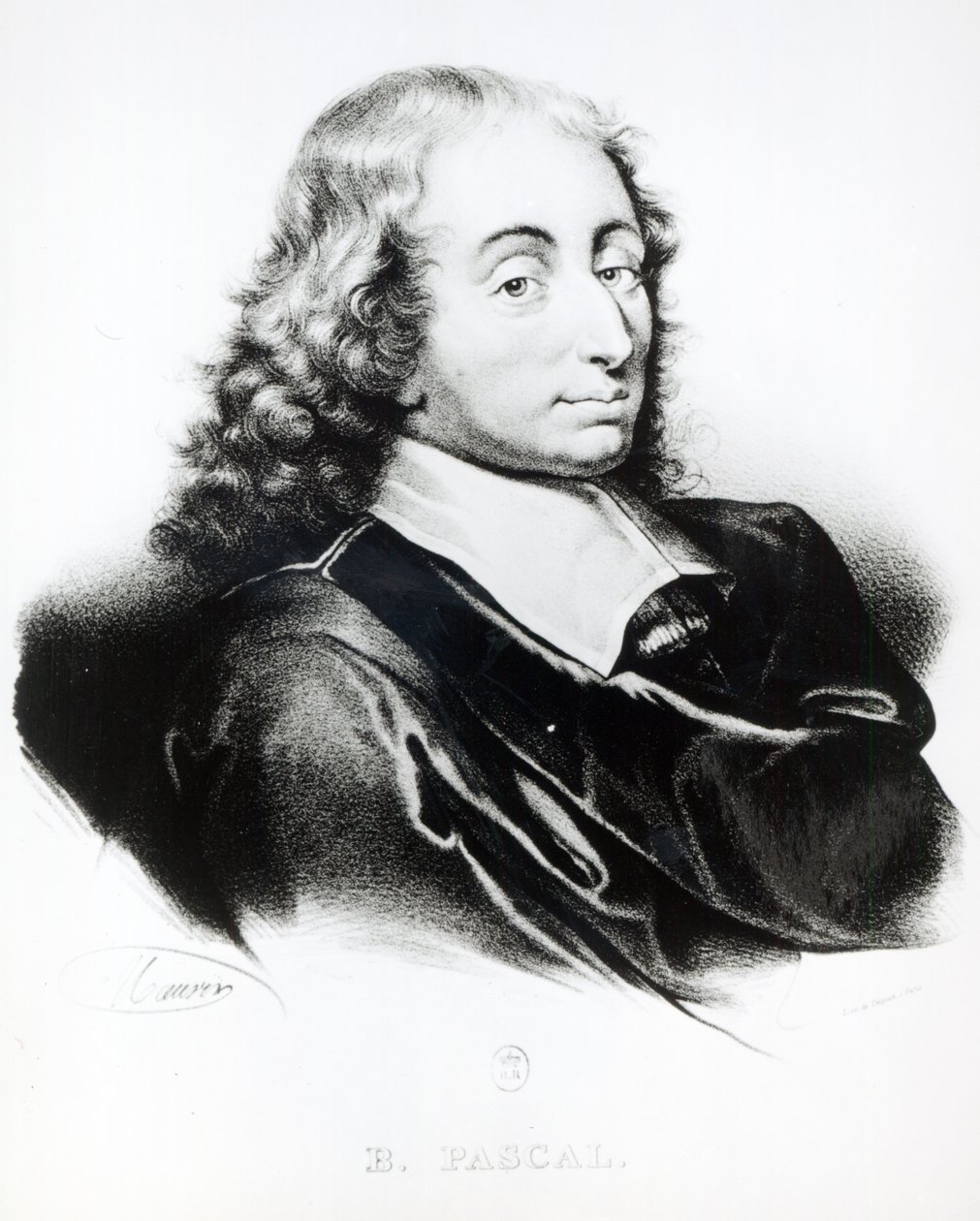 Blaise Pascal (1623-62) portréja, amelyet Francois Seraphin Delpech (1778-1825) vésett alkotó: French School