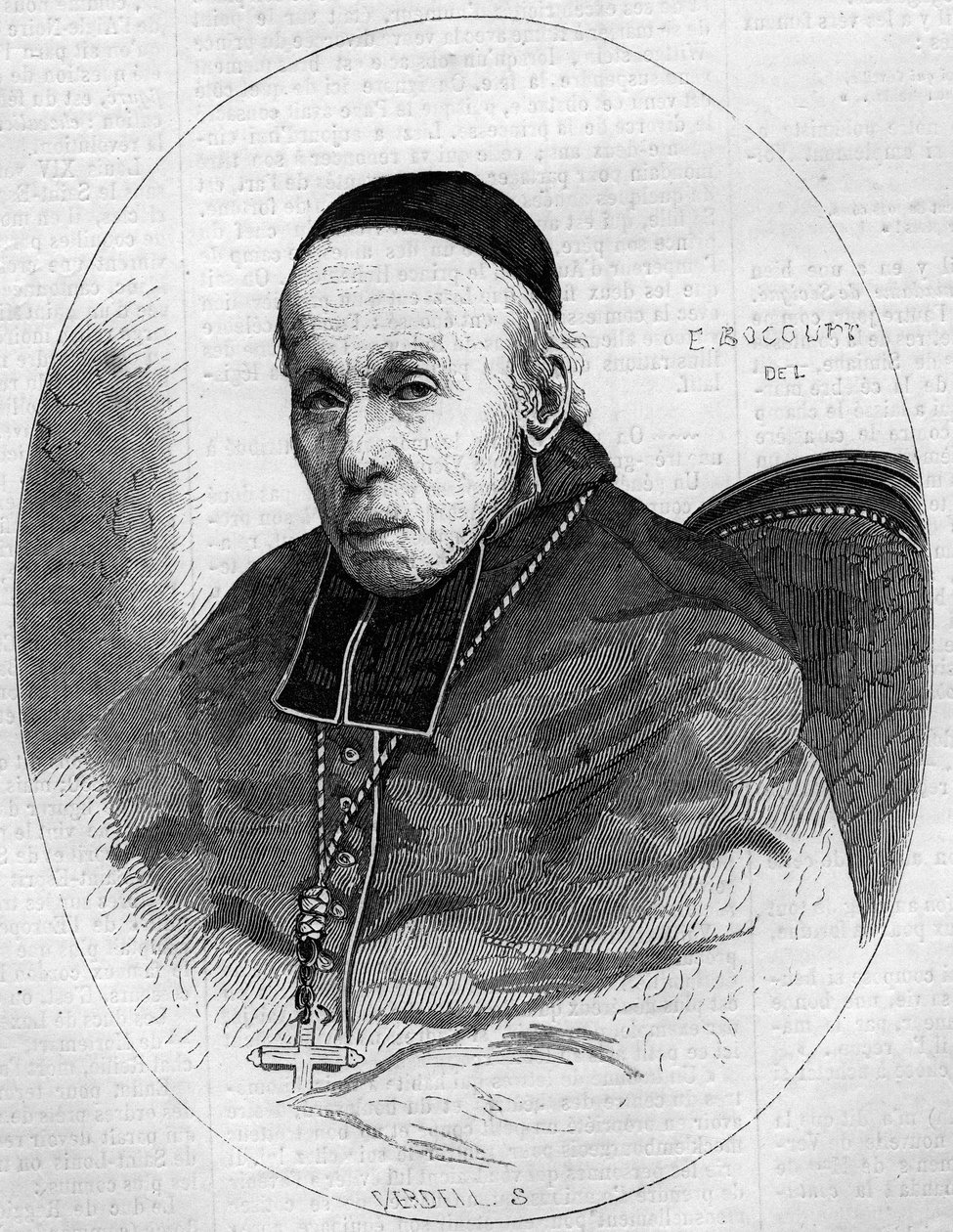 Alexis Billiet bíboros (1783-1873), a savoie-i Chambery érsek (73) arcképe. Metszet a „” The Illustrated World”” 239. számában, november 9 alkotó: French School