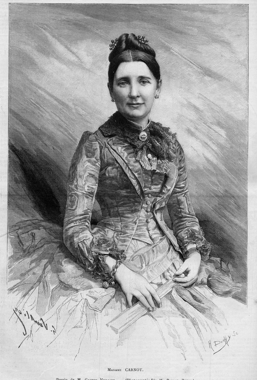 Cecile Carnot (született Dupont-White vagy Dupont White) (1841-1898), Sadi Carnot, a Francia Köztársaság elnökének feleségének portréja. Metszet a „” Le Monde Illustré”” 1678. számában, 1889. május 25. alkotó: French School