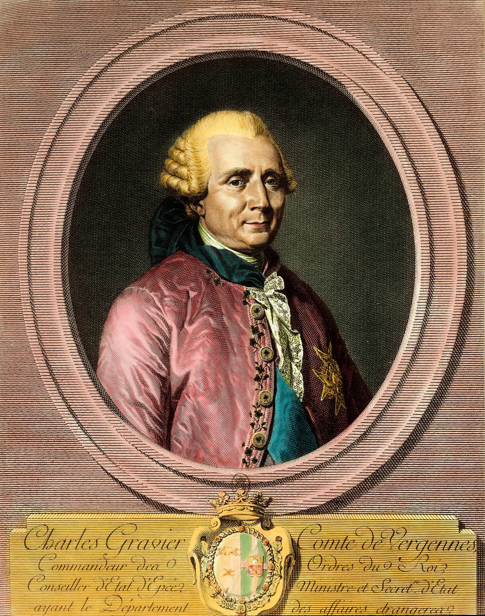 Charles Gravier, Vergennes grófjának (1719-1787) portréja. 18. századi metszet. Magángyűjtemény. alkotó: French School
