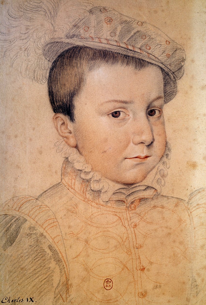 IX. Károly gyermek portréja (1550-1574). A francia iskola névtelen rajza alkotó: French School