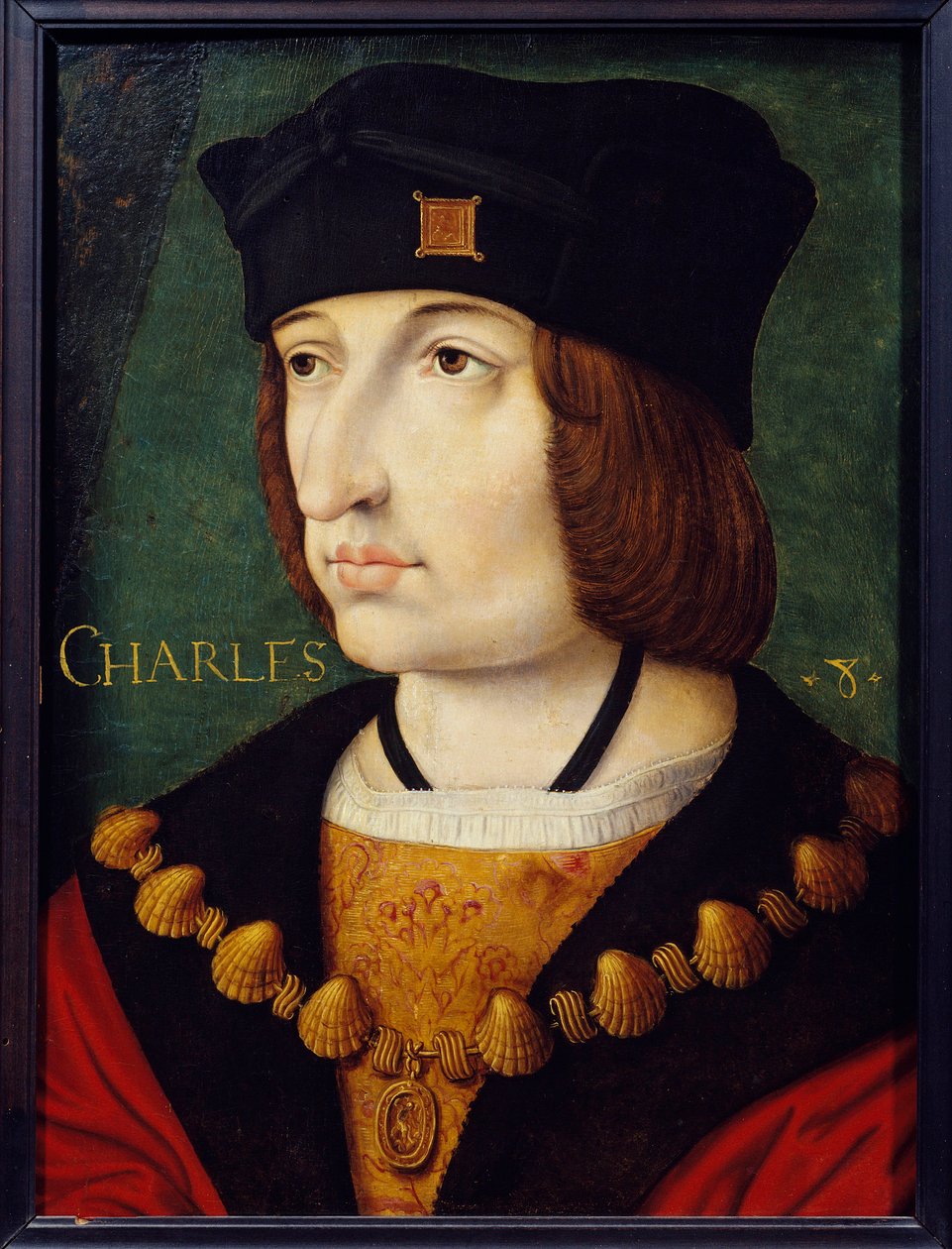 VIII. Károly (1470-1498) XI. Lajos fiának portréja Jean Perreal festménye a 16. századi francia iskoláról. Homályos. 0,36x0,27 m. Musee Conde, Chantilly alkotó: French School