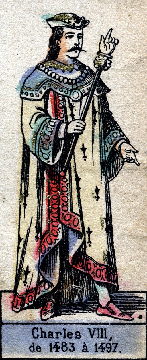 VIII. Károly francia vagy VIII. Kedves Károly (1470-1498) portréja (a Kapetusok dinasztiája). 19. század végi illusztráció. alkotó: French School