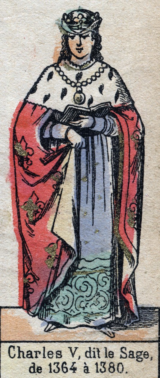 V. Károly, Bölcs Károly (1338-1380) néven ismert francia portré (a Kapetusok dinasztiája). 19. század végi illusztráció. alkotó: French School