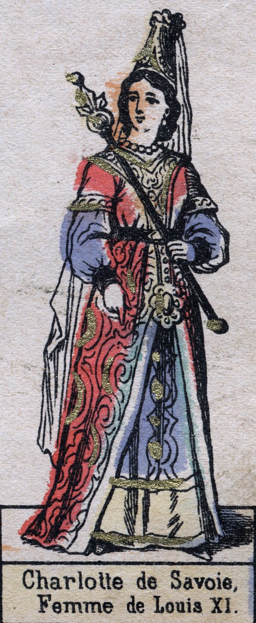 Charlotte de Savoie (1440-1483), XI. Lajos francia feleség portréja. (Kapétiai dinasztia). 19. század végi illusztráció. alkotó: French School