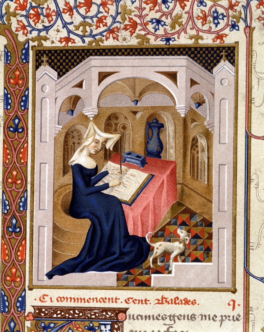 Christine de Pisan (vagy Pisan) írás portréja - Miniatűr alkotó: French School
