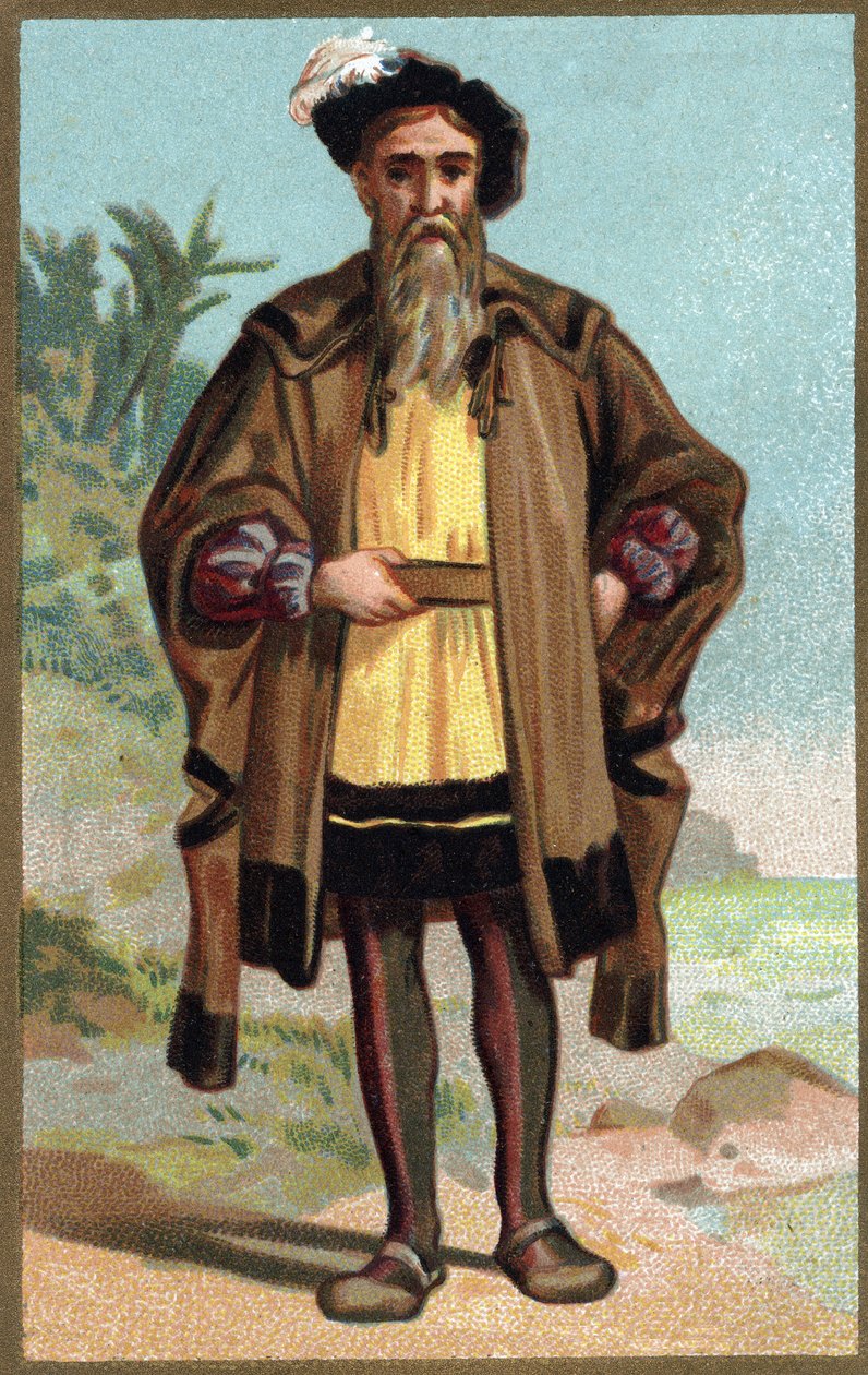 Kolumbusz Kristóf portréja (Cristoforo Colombo) A 19. század végi kromolitográfiája. alkotó: French School