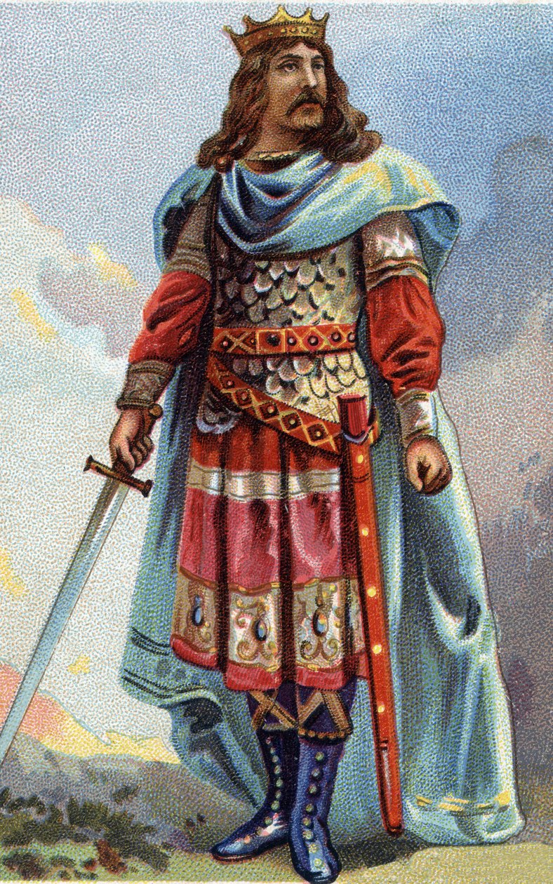 IV. Clotaire (Clothaire), a frankok királya 716-tól 718-ig portréja. Kromolitográfia 1890 körül. alkotó: French School