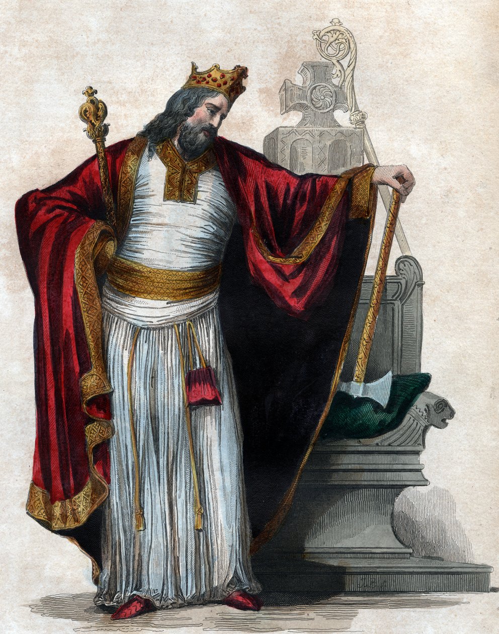 I. Clovis (466-511), a frankok királyának portréja. alkotó: French School