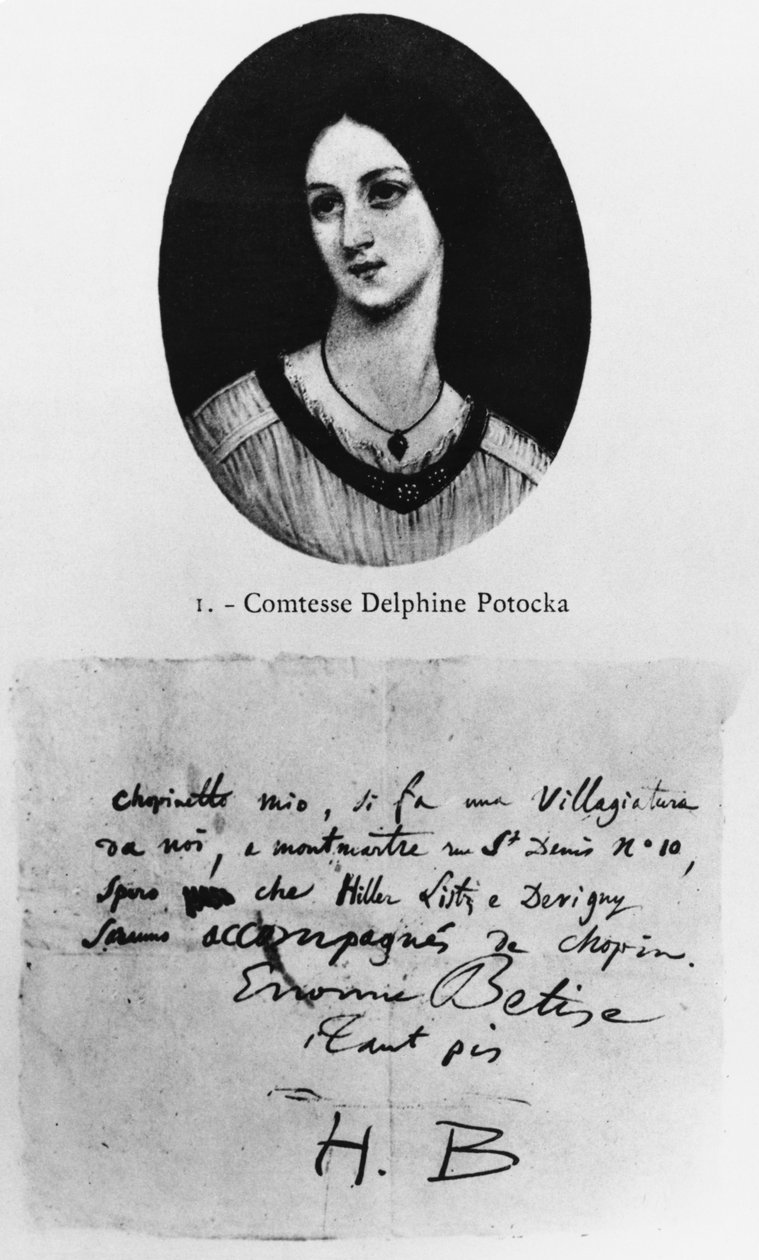 Delphine Potocka grófnő portréja, Hector Berlioz levele Frederic Chopinnak alkotó: French School