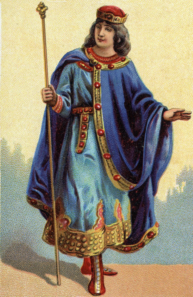 II. Dagobert frankkirály portréja 711a 716-ból. Kromolitográfia 1890 körül. alkotó: French School