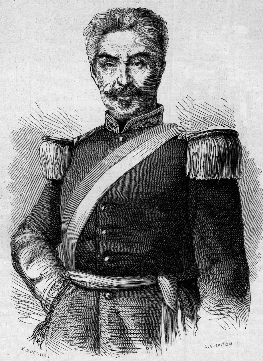 Don Miguel San Roman (1803-1863), Peru elnökének portréja. Metszet a „” Le Monde Illustré”” 320. számában, 1863. május 30. alkotó: French School