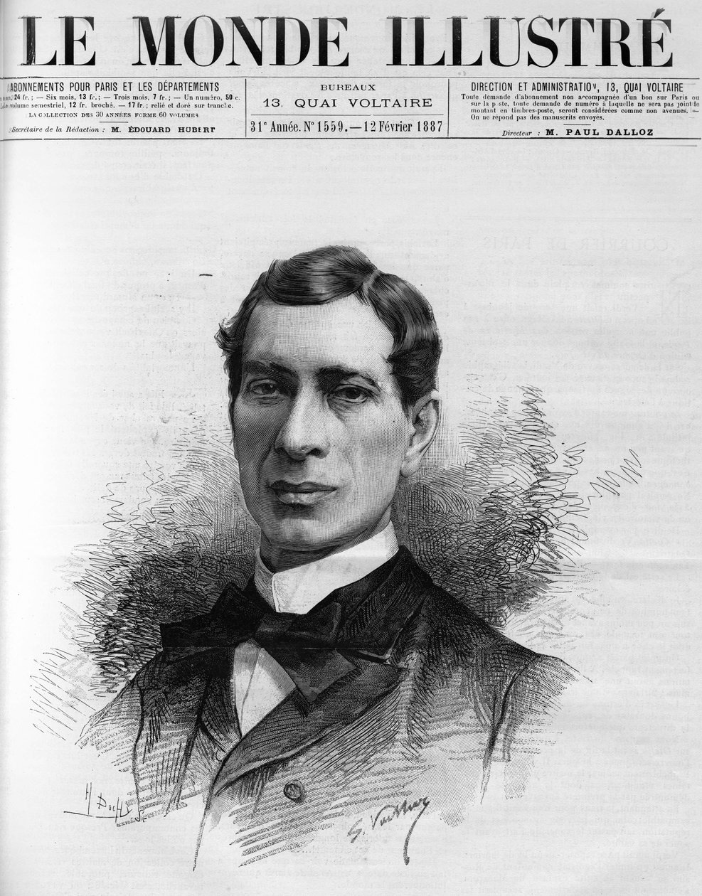 „Edouard Herve (1835-1899) a francia akadémia 1886-ban megválasztott tagjának portréja. Lelkes védelmezője volt a mindenki számára elérhető olcsó sajtónak, a „The Illustrous World” c. alkotó: French School