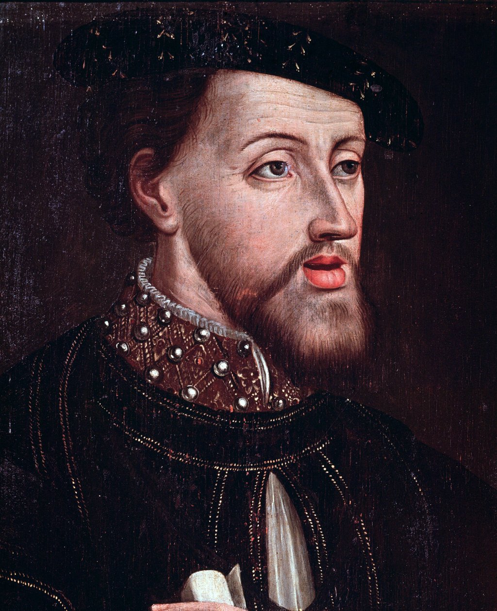V. Károly császár portréja (1500-1558) Részlet Névtelen festmény a francia iskoláról 16. századi Chantilly musee Conde alkotó: French School