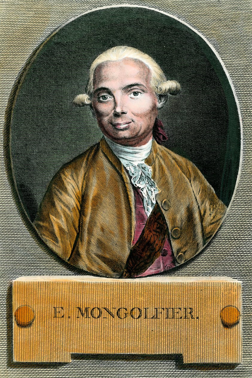 Etienne de Montgolfier (1745-1799), a hőlégballon feltalálójának portréja. 18. századi metszet. Magángyűjtemény. alkotó: French School