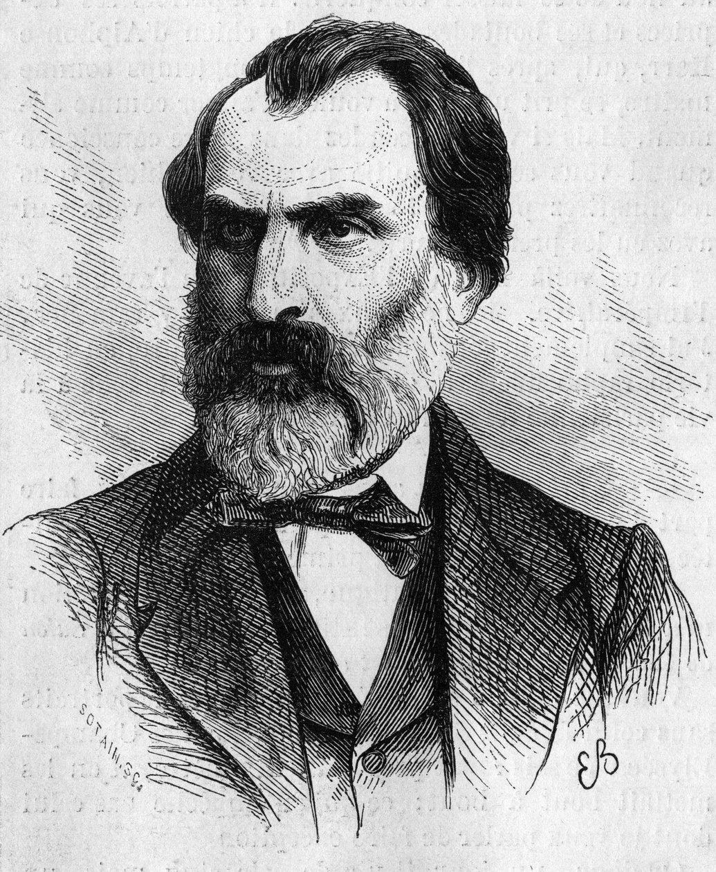 Eugene Pelletan (1813-1884) angol politikus portréja. Metszet a június 5-i „” The Illustrated World”” 634. sz alkotó: French School