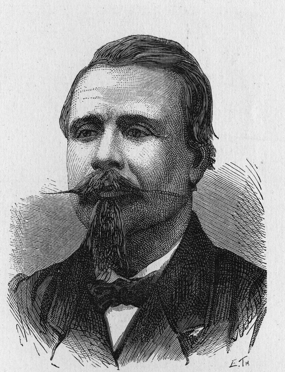 Eugène Godard (1827 - 1890) francia repülőművész portréja - a Tudományos albumban; jeles tudósok; Nagy felfedezések””” 1896. alkotó: French School
