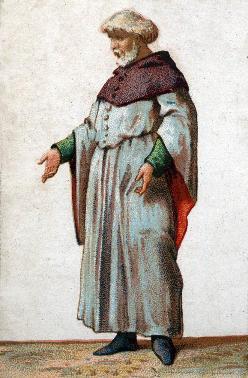 Eustache de Saint Peter portréja, a hat calais-i polgár közül a legismertebb. A 19. század végének kromolitográfiája. alkotó: French School