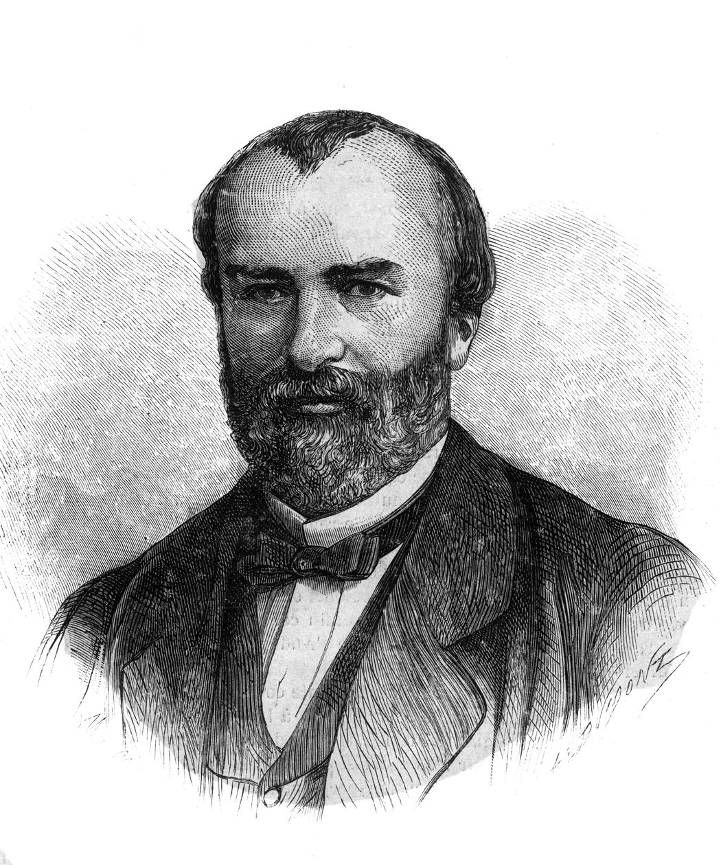 Francois-Saturnin-Leonide Babaud-Laribiere portréja (Francois Saturnin Leonide Babaud Laribiere) (1819-1873) francia politikus és szabadmakon - 1870-es metszet alkotó: French School