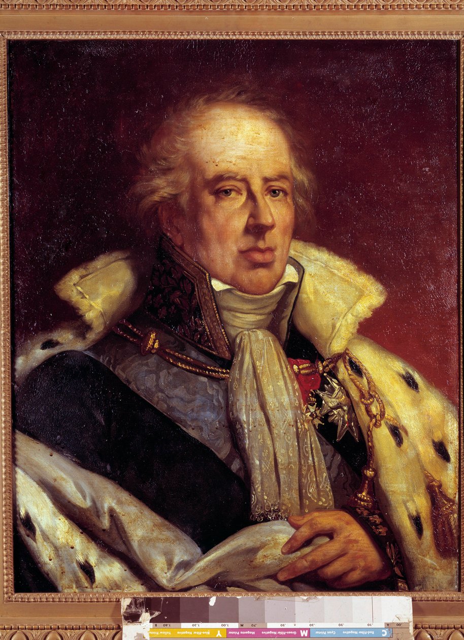 Francois - Alexandre - Frederic portréja, Duc de la Rochefoucauld Liancourt közgazdász (1747 - 1837), a Pair de France jelmezében a restauráció alatt (h s/t 0,72 x 0,57). Versailles. Vármúzeum. alkotó: French School