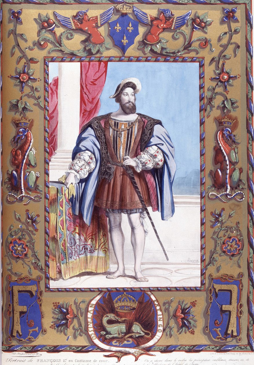 Francois 1er portréja udvari jelmezben alkotó: French School