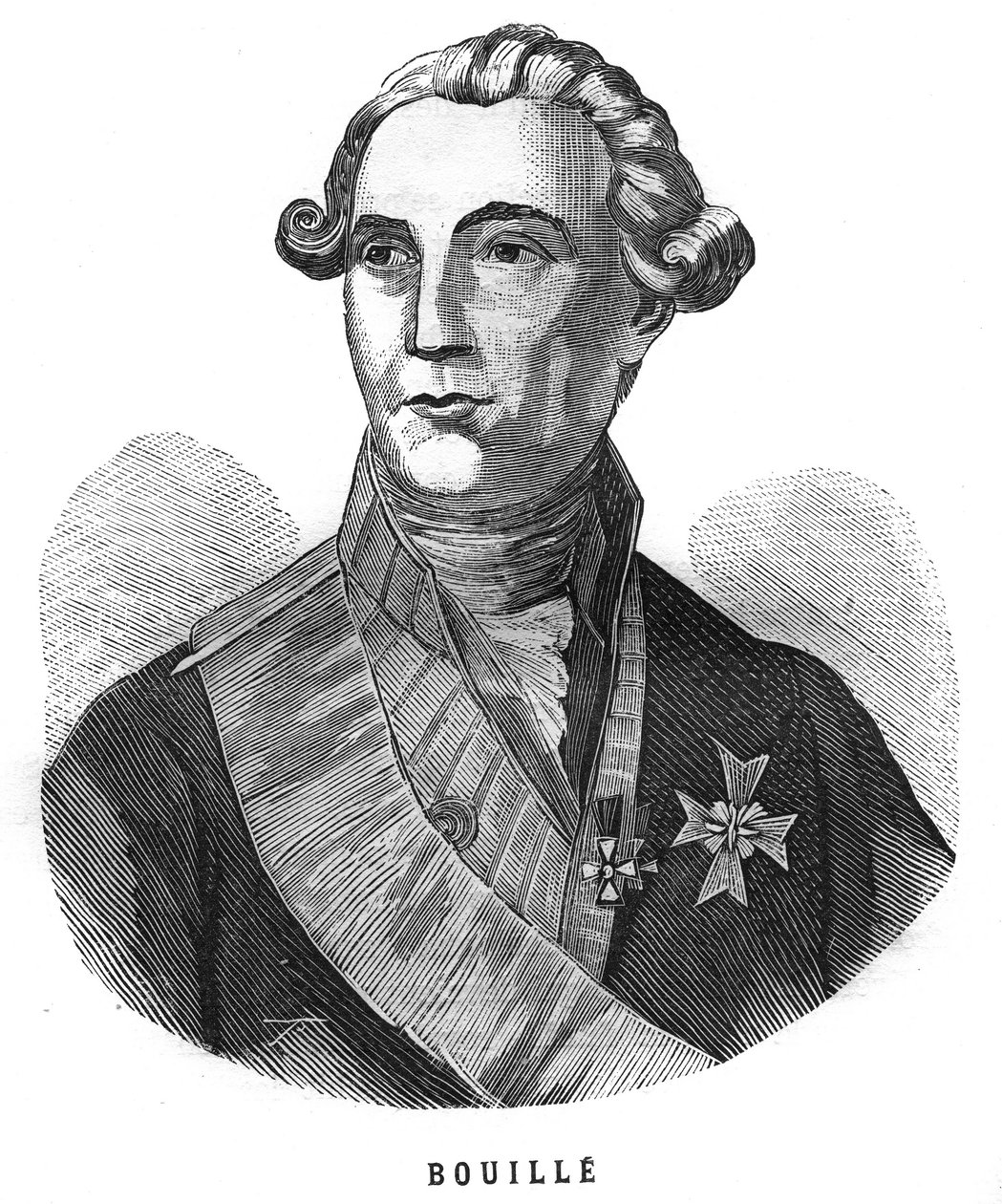 Francois Claude Amour, de Bouille márki (1739-1800), francia tábornok portréja. Metszet a „Les Illustrations De L