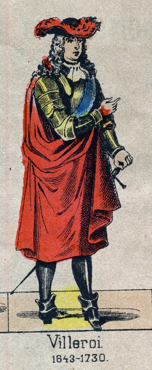 Francois de Neufville, Villeroi hercege, Marechal francia portréja (1644-1730). Epinal képe a 19. század végéről. alkotó: French School