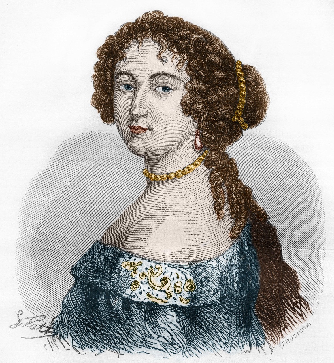 Francoise Athenais (Francoise-Athenais) portréja, Rochechouart Mortemart, de Montespan márkiné (vagy Madame de Montespan) (1640-1707). Metszet 1879-ből. alkotó: French School