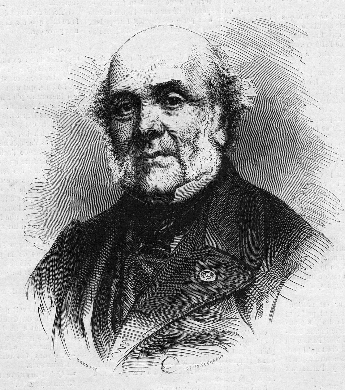 Frederic Auguste Demetz (1796-1873), francia ügyvéd, a fiatal bűnözők rehabilitációját célzó mettrayi mezőgazdasági kolónia és büntetés-végrehajtás alapítója portréja. Metszet a „” Le Monde Illustré”” 866. számban, november 15 alkotó: French School