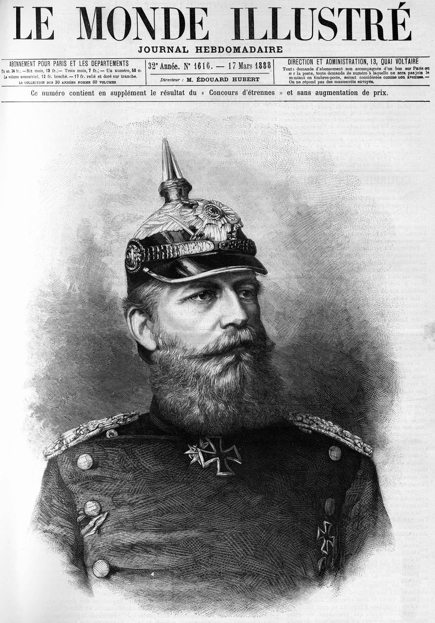 III. Porosz Frigyes (1831-1888) portréja a „The Illustrous World” című filmben 1888-ban. alkotó: French School