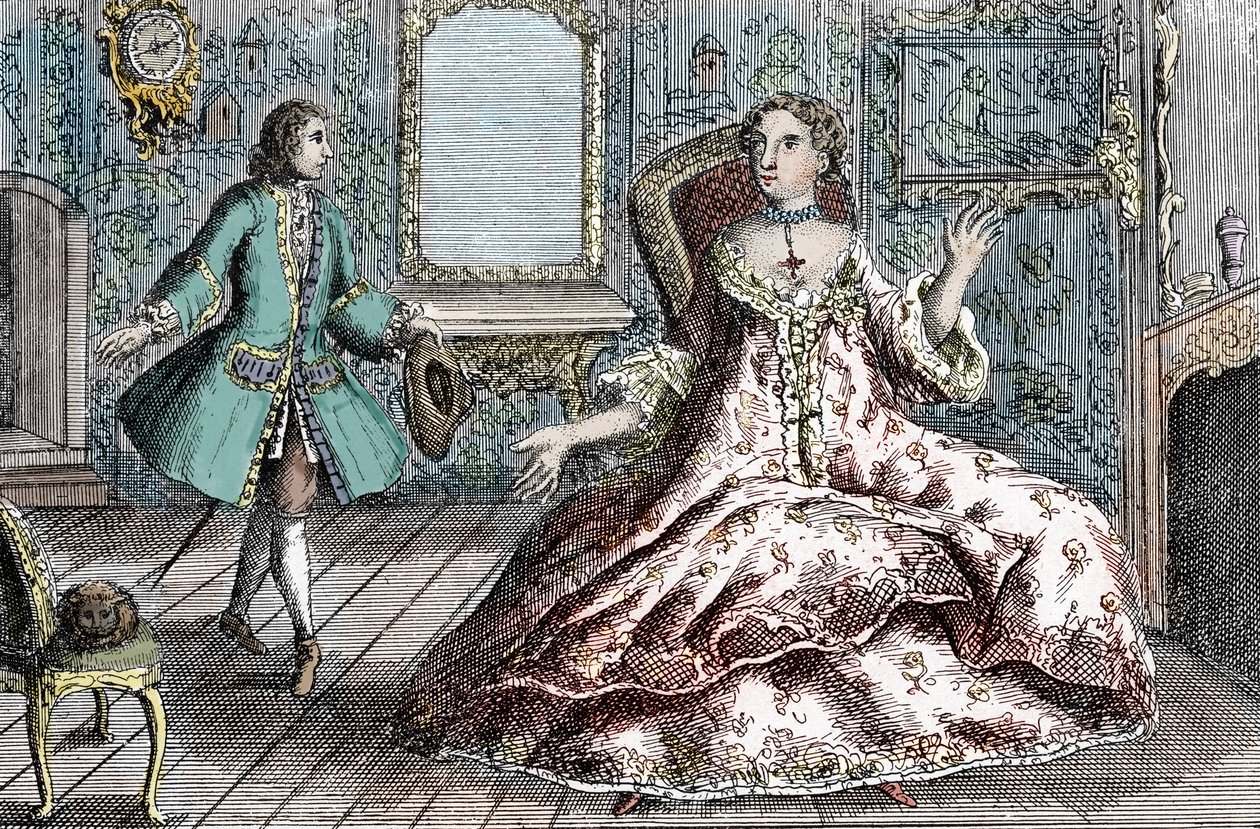 A francia bűnöző Marie Catherine Taperet Lescombat és szerelme, Henri Mongeot portréja (metszet) alkotó: French School
