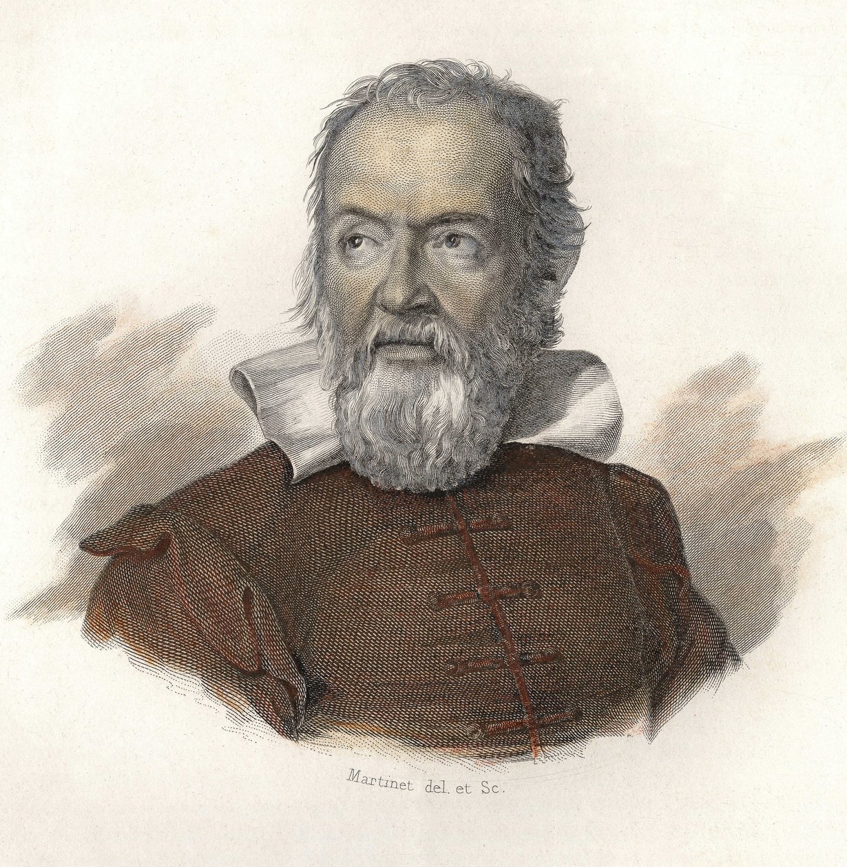 Galileo Galilei dit Galilei (1564-1642) fizikus, matematikus és olasz csillagász portréja. in "Hasznos emberek portréi". alkotó: French School
